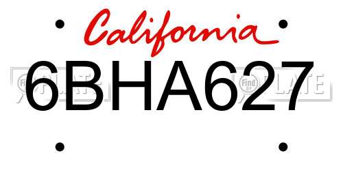 6BHA627 California License Plate