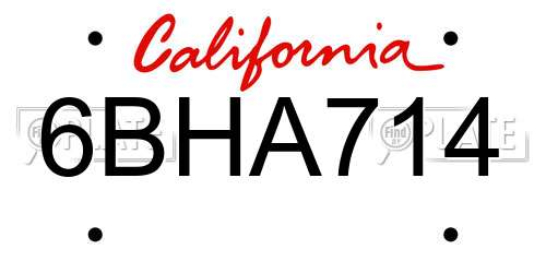 6BHA714 California License Plate