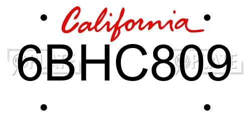 6BHC809 California License Plate