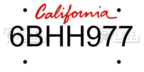 6BHH977 California License Plate