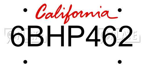 6BHP462 California License Plate
