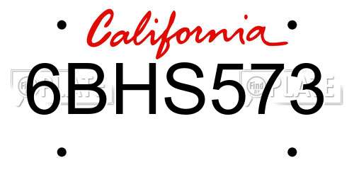 6BHS573 California License Plate