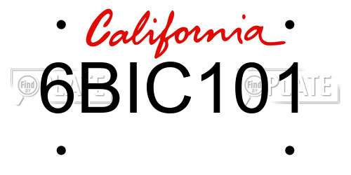 6BIC101 California License Plate