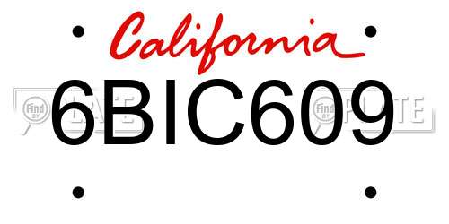 6BIC609 California License Plate