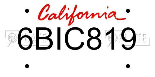 6BIC819 California License Plate