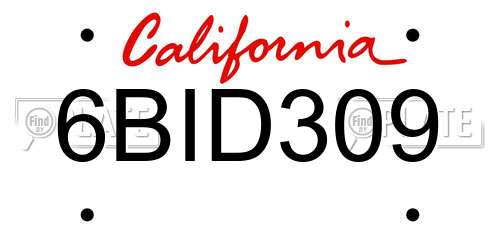 6BID309 California License Plate