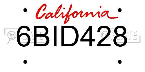 6BID428 California License Plate
