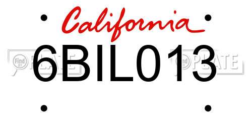 6BIL013 California License Plate