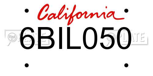 6BIL050 California License Plate