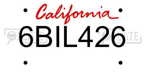 6BIL426 California License Plate