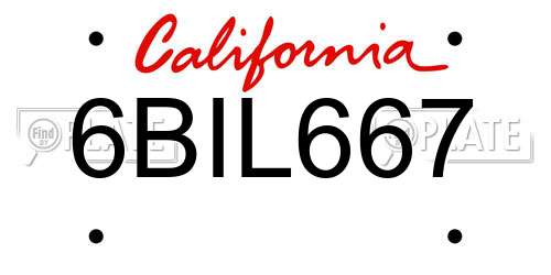 6BIL667 California License Plate