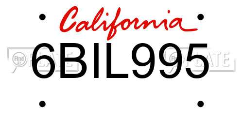 6BIL995 California License Plate