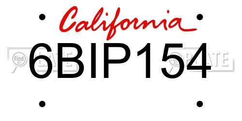 6BIP154 California License Plate