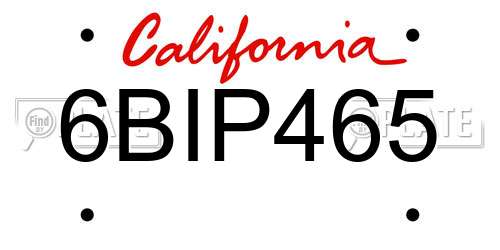 6BIP465 California License Plate