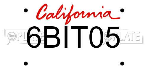 6BIT05 California License Plate