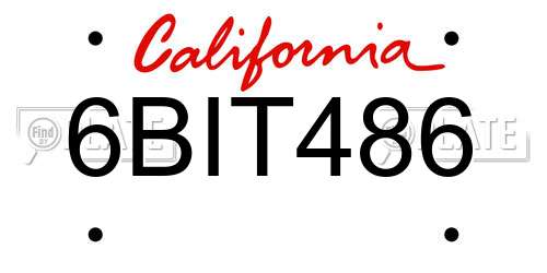 6BIT486 California License Plate