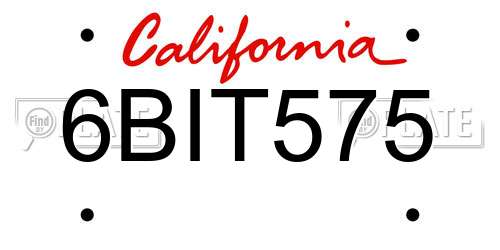 6BIT575 California License Plate
