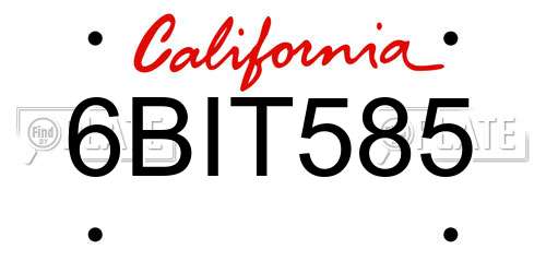 6BIT585 California License Plate
