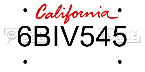 6BIV545 California License Plate