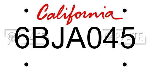 6BJA045 California License Plate