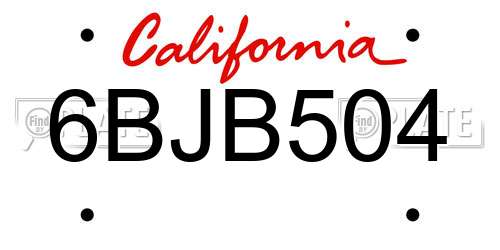 6BJB504 California License Plate