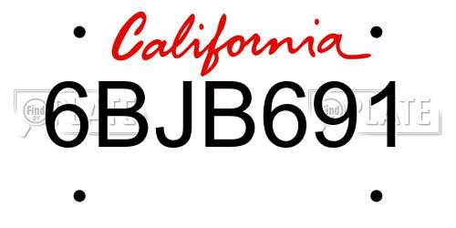 6BJB691 California License Plate