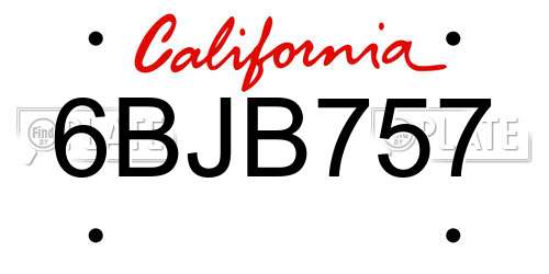 6BJB757 California License Plate