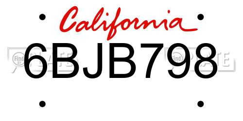 6BJB798 California License Plate