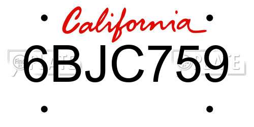 6BJC759 California License Plate