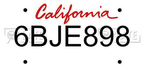 6BJE898 California License Plate