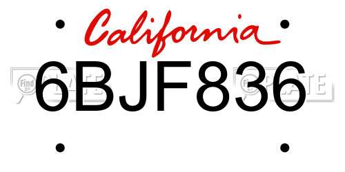 6BJF836 California License Plate