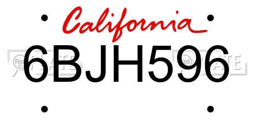6BJH596 California License Plate