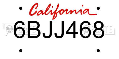 6BJJ468 California License Plate