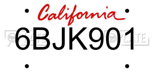 6BJK901 California License Plate