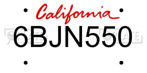 6BJN550 California License Plate