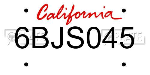6BJS045 California License Plate
