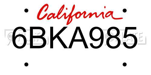 6BKA985 California License Plate