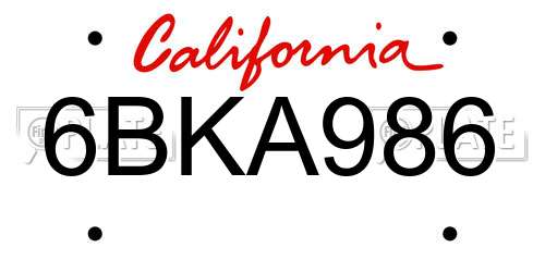 6BKA986 California License Plate