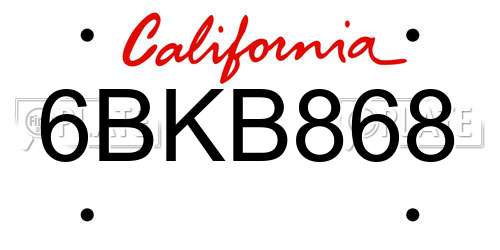 6BKB868 California License Plate