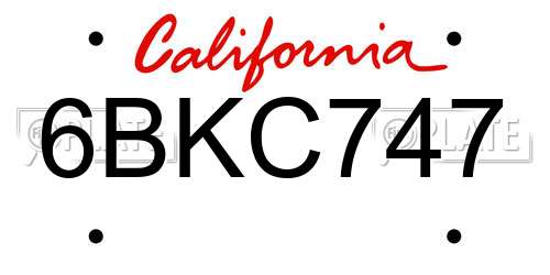 6BKC747 California License Plate