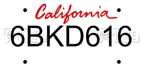 6BKD616 California License Plate