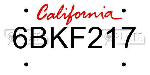 6BKF217 California License Plate