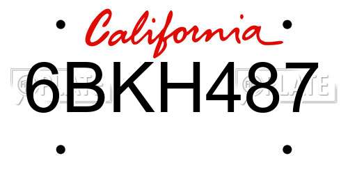 6BKH487 California License Plate