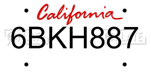 6BKH887 California License Plate