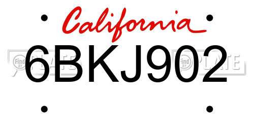 6BKJ902 California License Plate