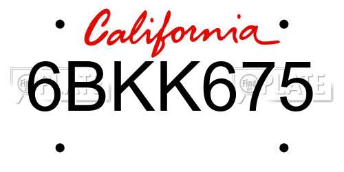 6BKK675 California License Plate