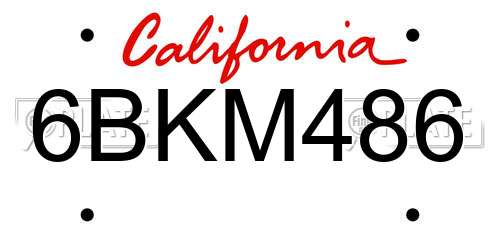 6BKM486 California License Plate