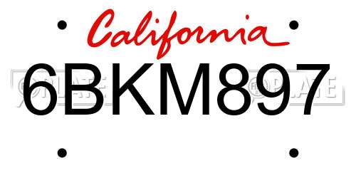 6BKM897 California License Plate