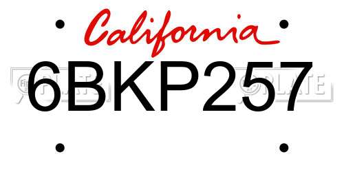 6BKP257 California License Plate