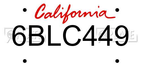 6BLC449 California License Plate